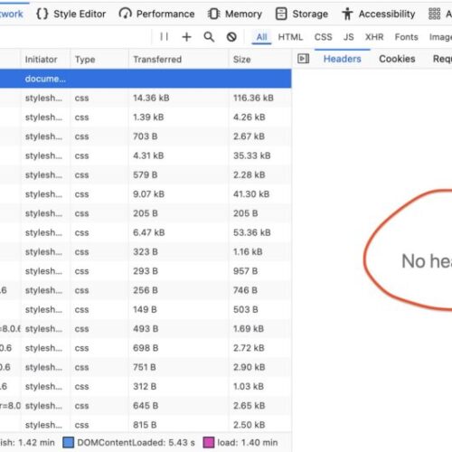 Simulated 3G network test showing extremely slow page load