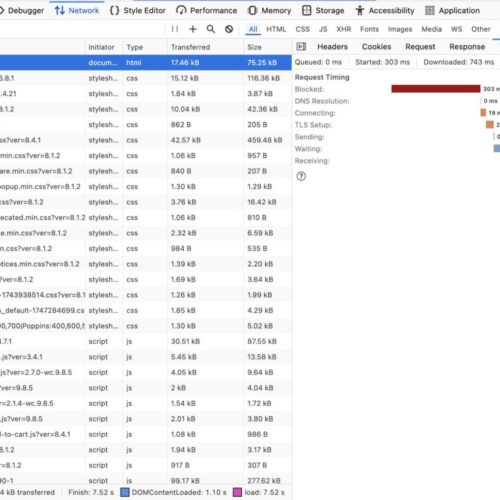 DevTools network summary after optimization on LikeToTravel.top showing reduced request count and payload