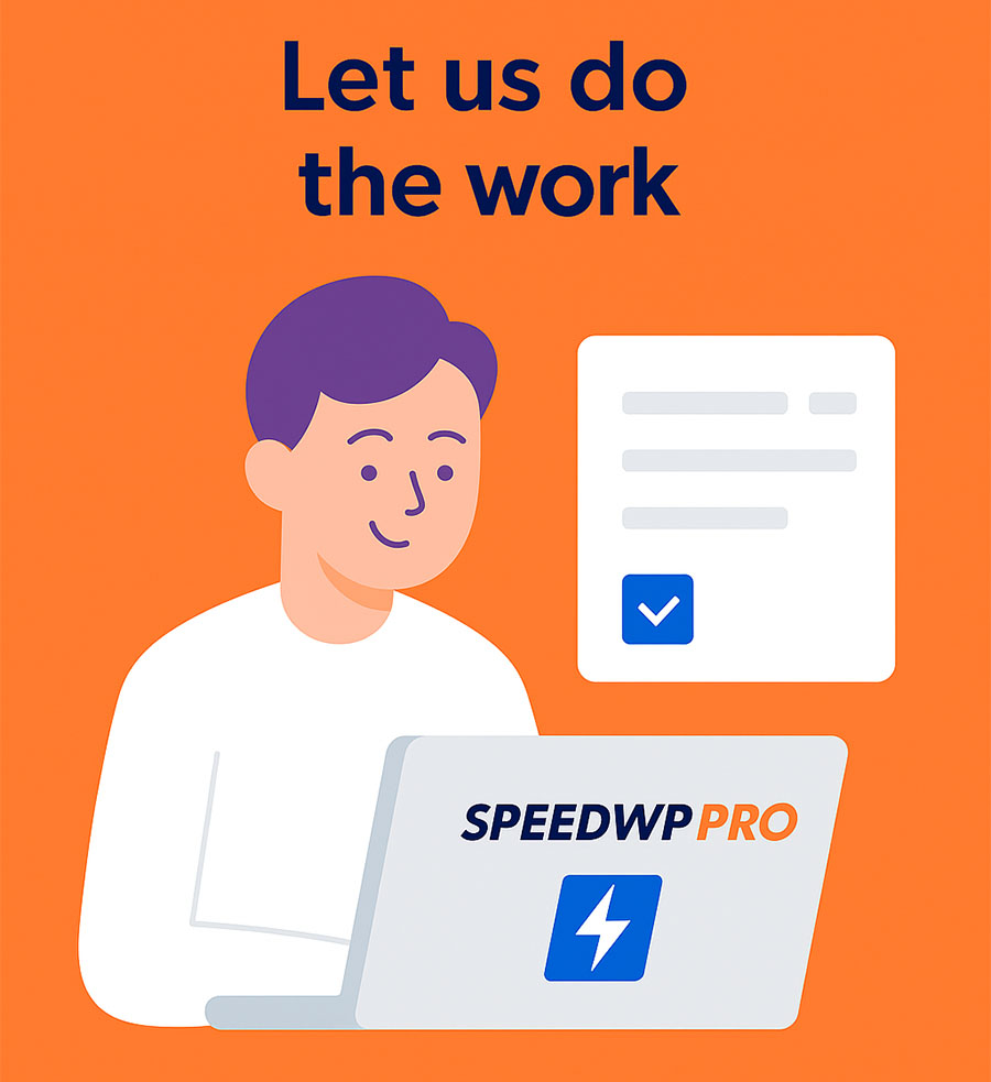WordPress speed optimization steps illustration by SpeedWP Pro